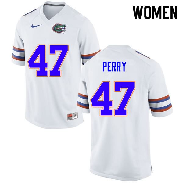 Women's NCAA Florida Gators Austin Perry #47 Stitched Authentic Nike White College Football Jersey UAJ6465PW